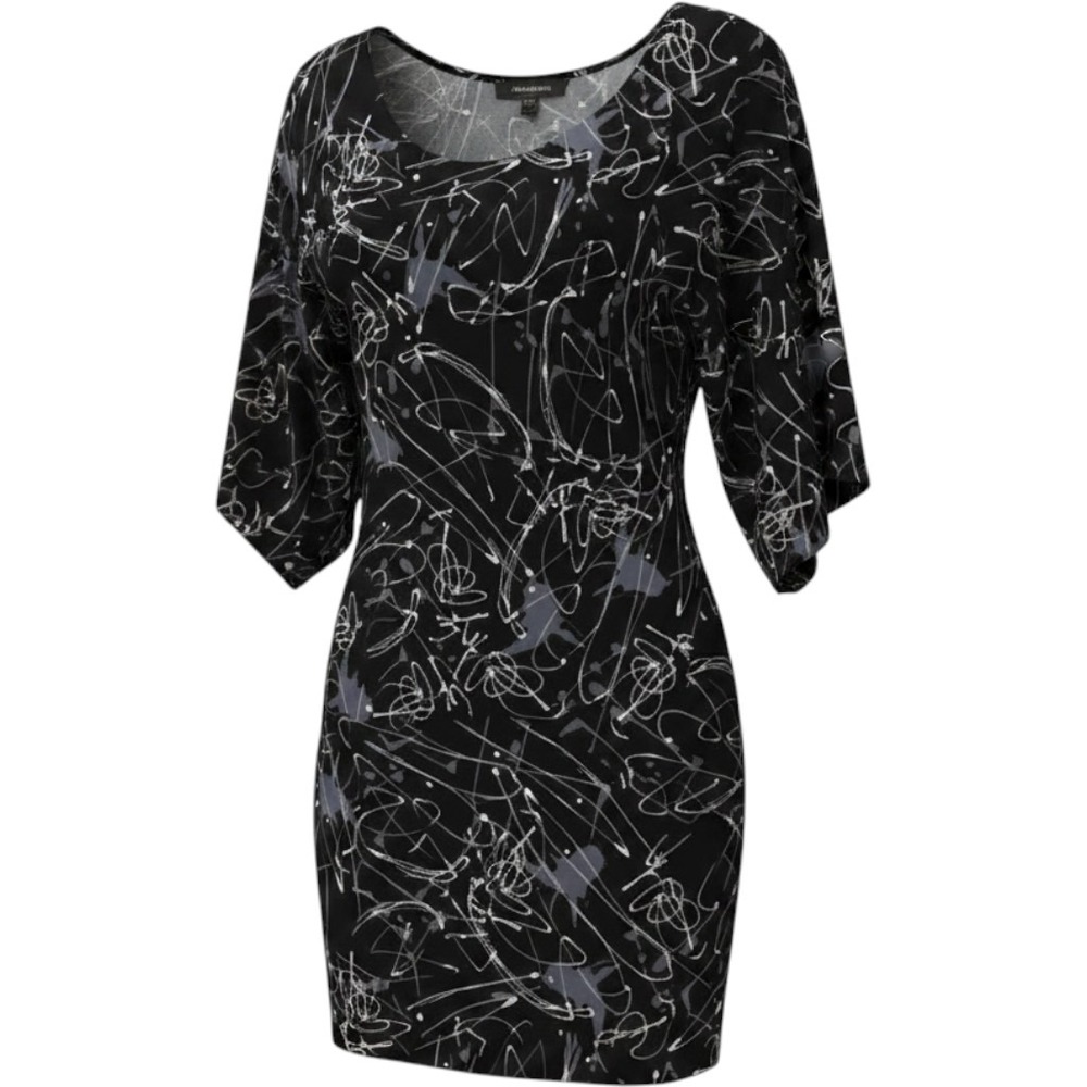 Norma Kamali Black White Abstract Splatter Print Dolman Tunic/Mini Dress Medium